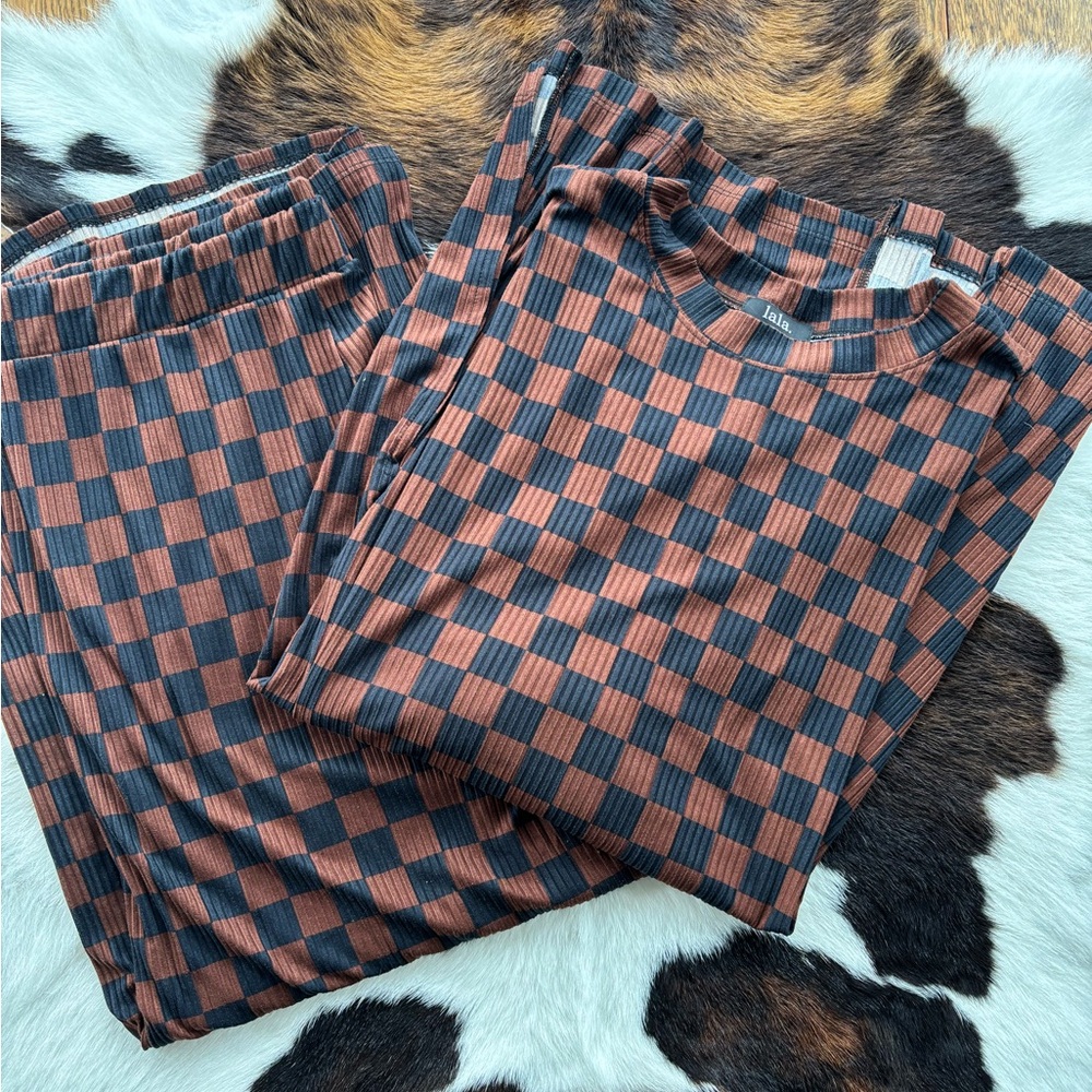 Dressed in LALA Checkered Intimates Set in Black and Brown